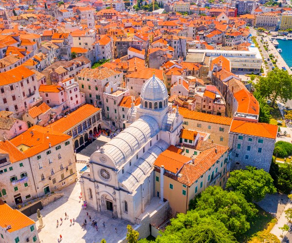 Aerial view of Sibenik cathedral